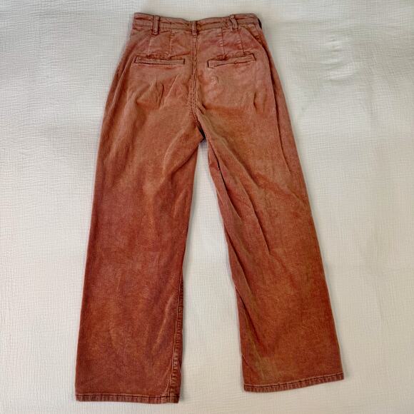 Pilcro Corduroy High Rise Cropped Wide Leg Pants Dusty Rose Orange Women’s 24 - Picture 10 of 15